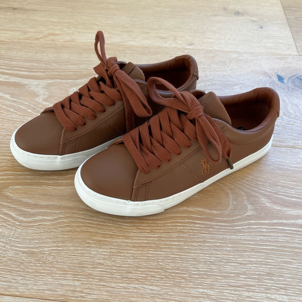 Boys Polo Sayer Leather Sneakers, Size 4.  Like new, worn once!!!